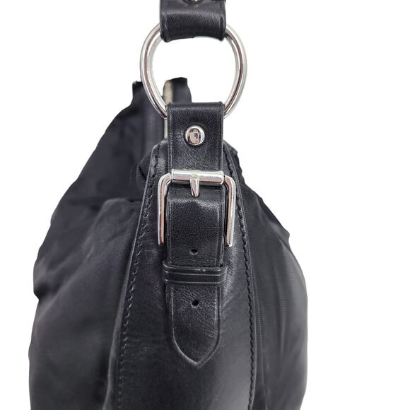 Lauren Ralph Lauren Horse Stir Up Nylon Hobo Shoulder Bag Purse Black - Picture 4 of 8